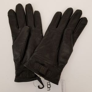 Ugg three-point leather black gloves